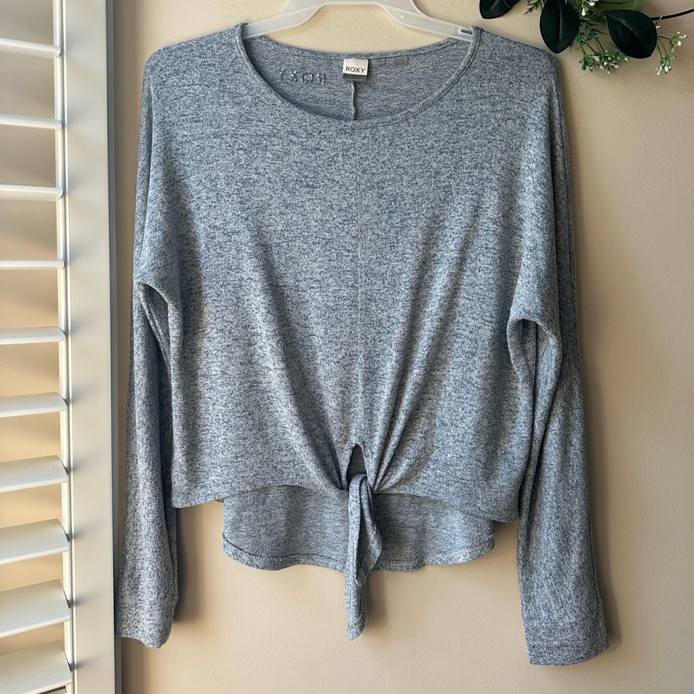 Roxy Heather Gray Tie-Front Sweatshirt